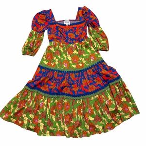 ALDEN ADAIR Dress - Multicolored, Maxi, Square Neckline - Size Small.